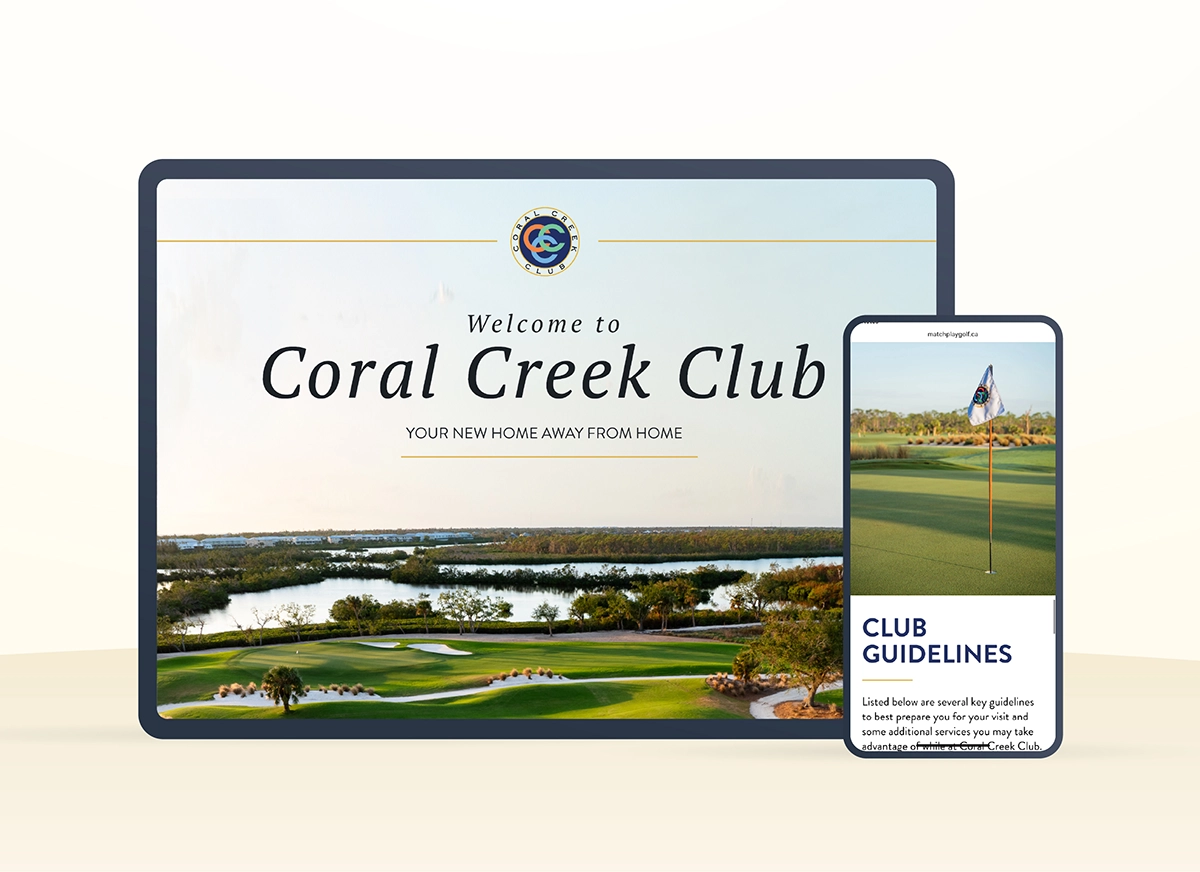 A screenshot of the welcome collateral we designed for Coral Creek